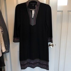 Embroidered collar sheath dress